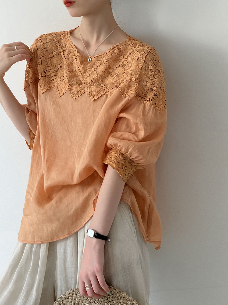 Women'S Fashion For 2026 - 2026 여성 여름 100% 린넨 블라우스