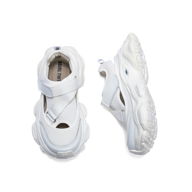 Women'S Fashion Velcro Sneakers - 여성용 중공 통기성 아빠 신발 벨크로