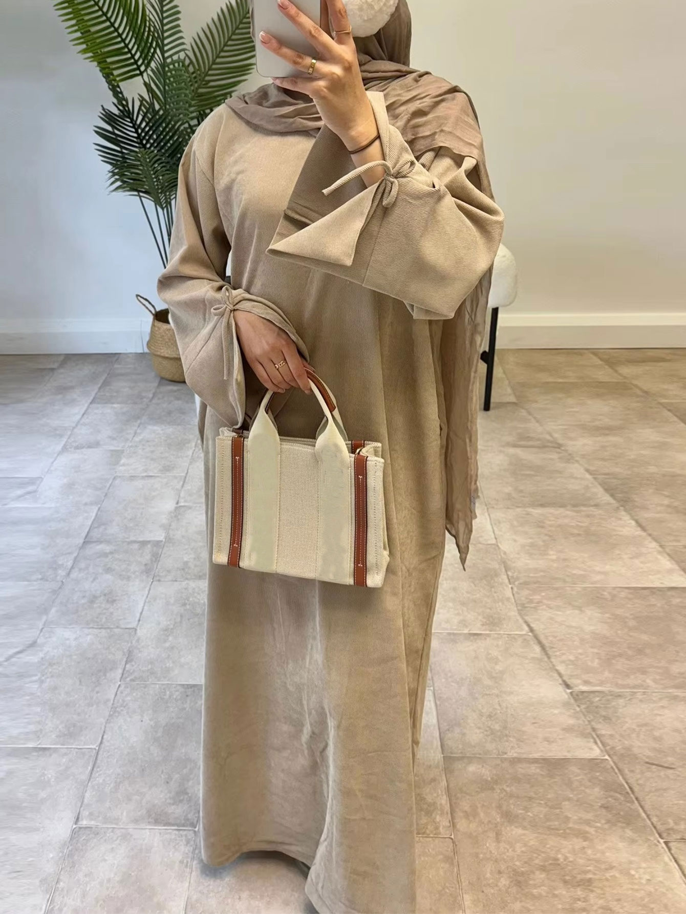 Turkey Women Fashion - 라마단 보우 매듭 두바이 Abaya 드레스