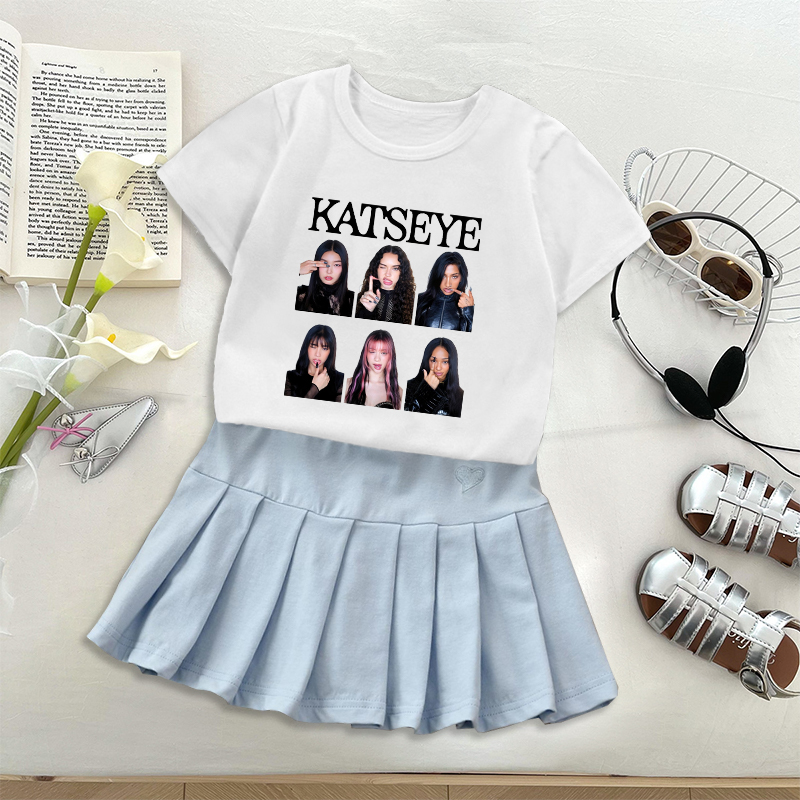 패션 K-POP K-캣아이 티셔츠 플리츠 스커트 세트  - Women'S Fashion Kilt 리뷰 및 가격