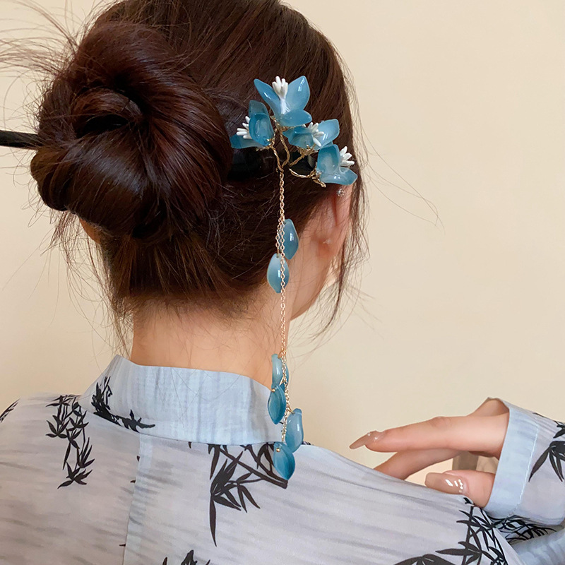 여성을위한 새로운 중국 스타일 파란색 유약 꽃 헤어 스 - Women Fashion Hair Style 리뷰 및 가격
