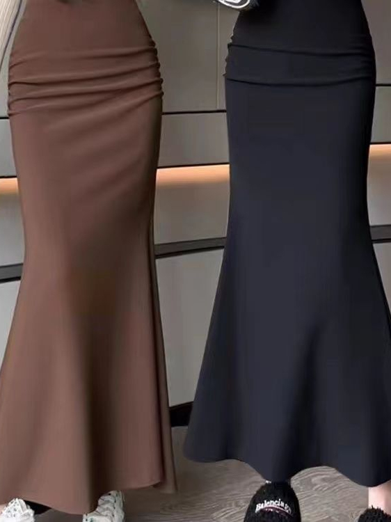 세련된 한국 스타일 단색 밴딩 허리 피쉬테일 스커트 가 - Women'S Fashion Kilt 리뷰 및 가격