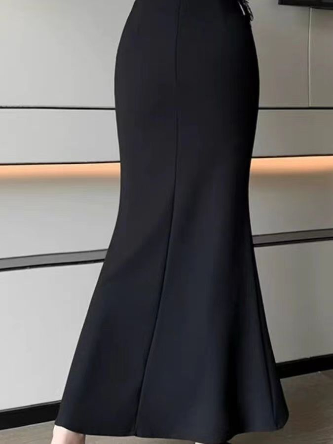 세련된 한국 스타일 단색 밴딩 허리 피쉬테일 스커트 가 - Women'S Fashion Kilt 리뷰 및 가격