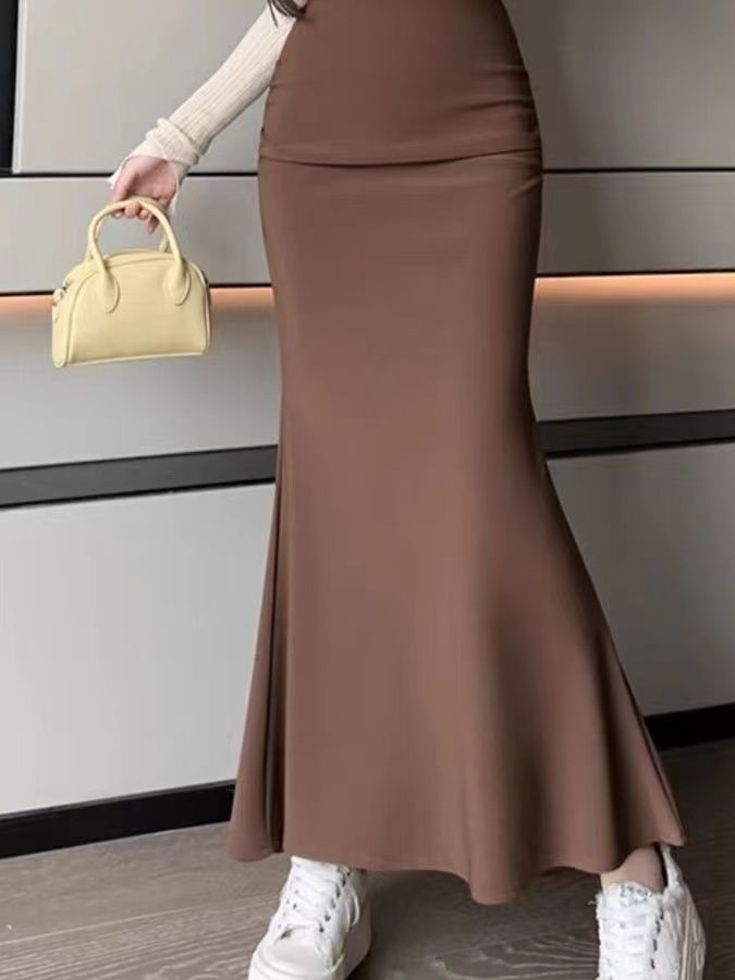 세련된 한국 스타일 단색 밴딩 허리 피쉬테일 스커트 가 - Women'S Fashion Kilt 리뷰 및 가격
