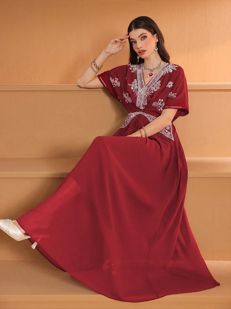 패션 여성 V넥 롱 드레스 다이아몬드 아바요 두바이 아 - Turkey Women Fashion 리뷰 및 가격