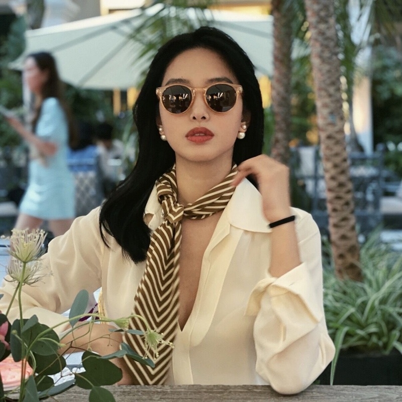 스트라이프 프린트 100% 실크 넥 헤드 헤어 스카프, - Women Fashion Hats 리뷰 및 가격