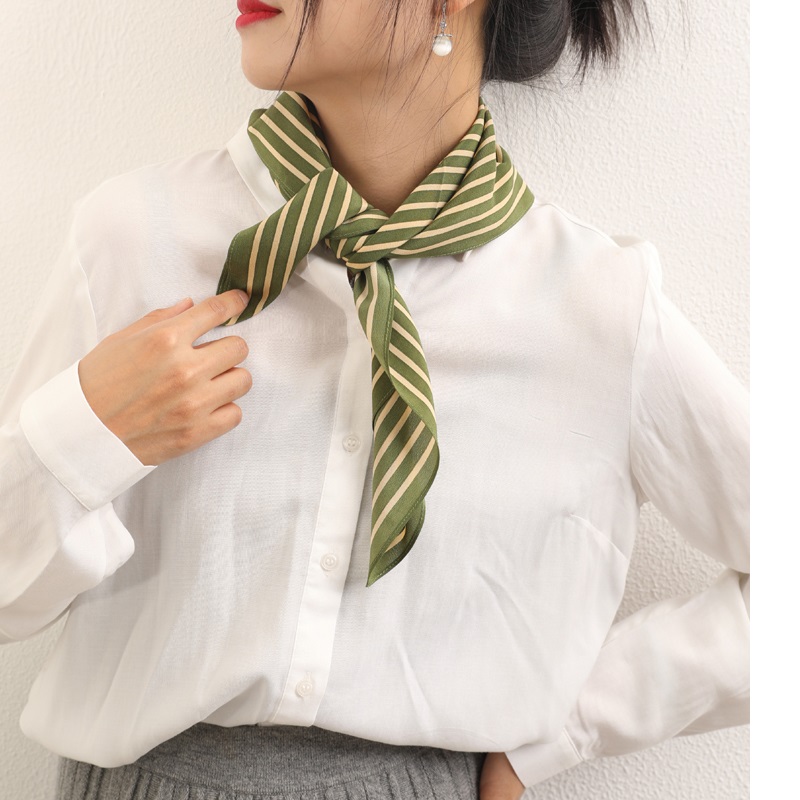 스트라이프 프린트 100% 실크 넥 헤드 헤어 스카프, - Women Fashion Hats 리뷰 및 가격
