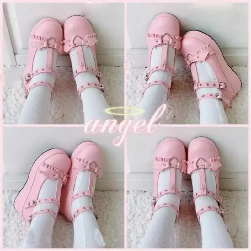 새로운 스위트 하트 버클 웨지 메리 제인 여성 핑크 티 - Women Fashion Store 리뷰 및 가격