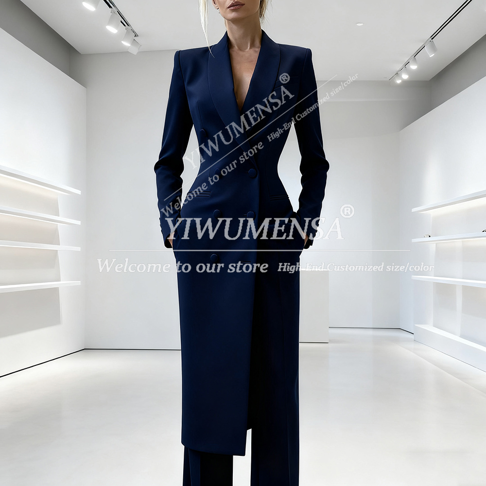 우아한 여성 정장 2피스 더블 브레스티드 피크 라펠 재 - Women'S Fashion Jersey 리뷰 및 가격