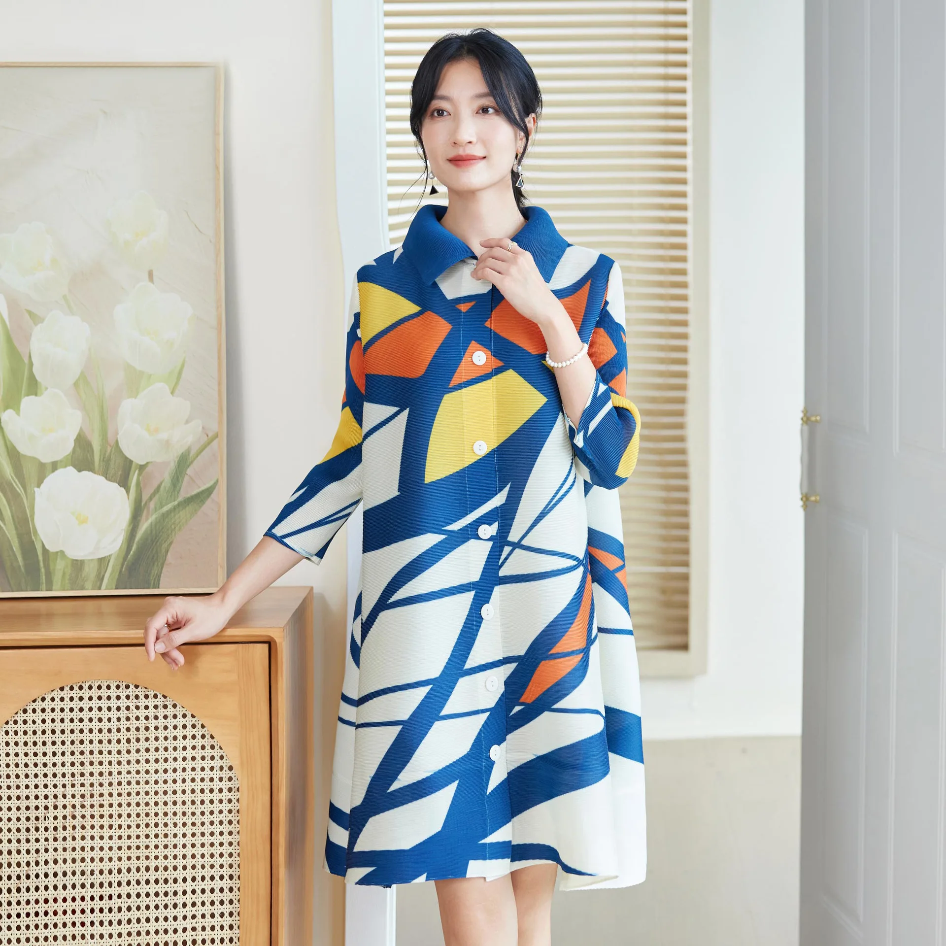 미야케 스타일 여성용 플리츠 드레스 2025 신상 패션 - Longline Cardigan Knit 리뷰 및 가격