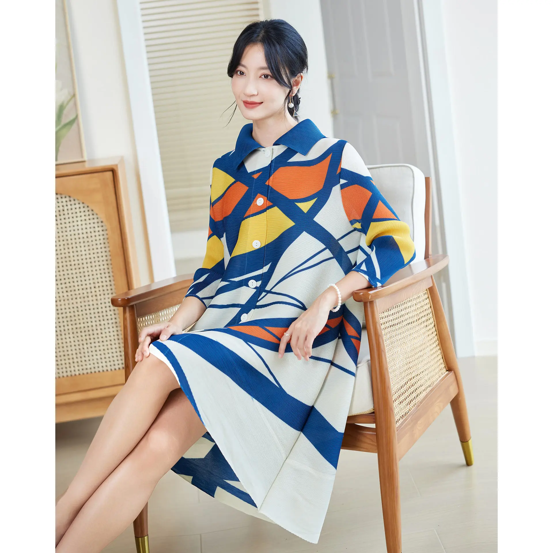 미야케 스타일 여성용 플리츠 드레스 2025 신상 패션 - Longline Cardigan Knit 리뷰 및 가격