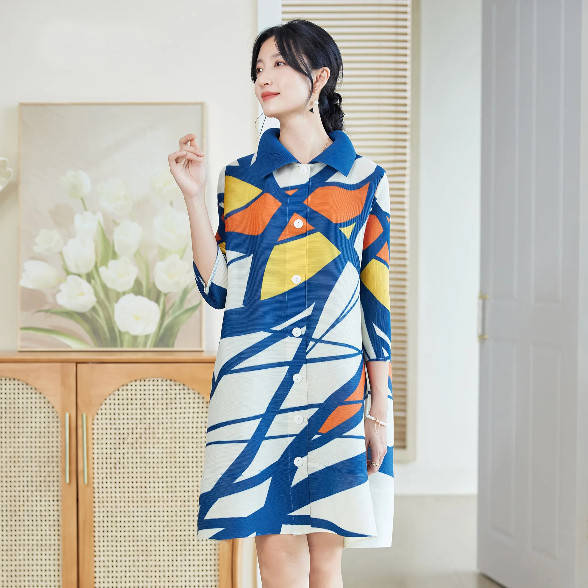 미야케 스타일 여성용 플리츠 드레스 2025 신상 패션 - Longline Cardigan Knit 리뷰 및 가격