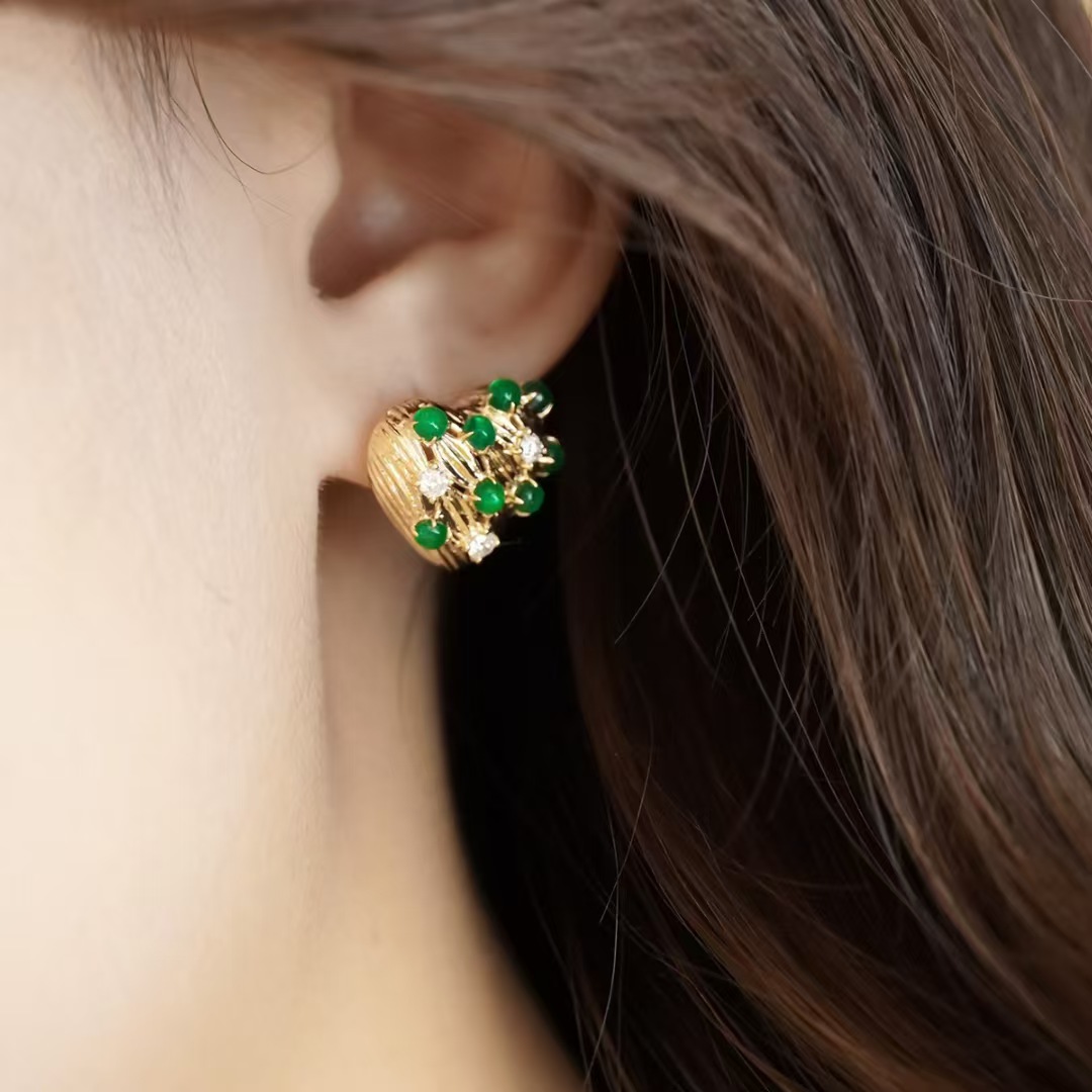 Retro14K 골드 채워진 에메랄드 드롭 매달려 귀걸 - Women'S Fashion Victorian Era 리뷰 및 가격