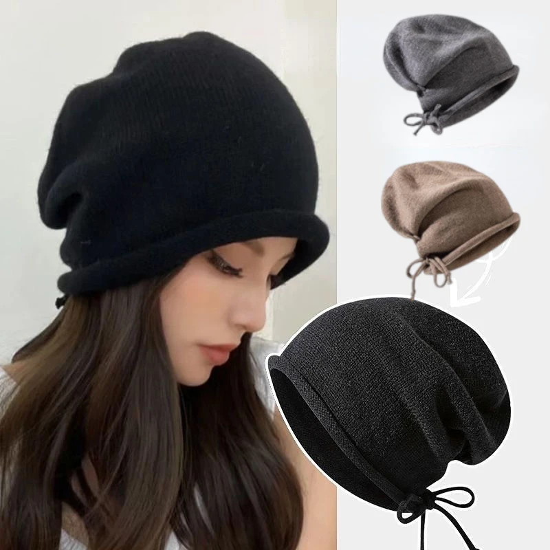 니트 보닛 후드 여성용 겨울 따뜻한 루즈핏 비니 모자  - Women Fashion Hats 리뷰 및 가격