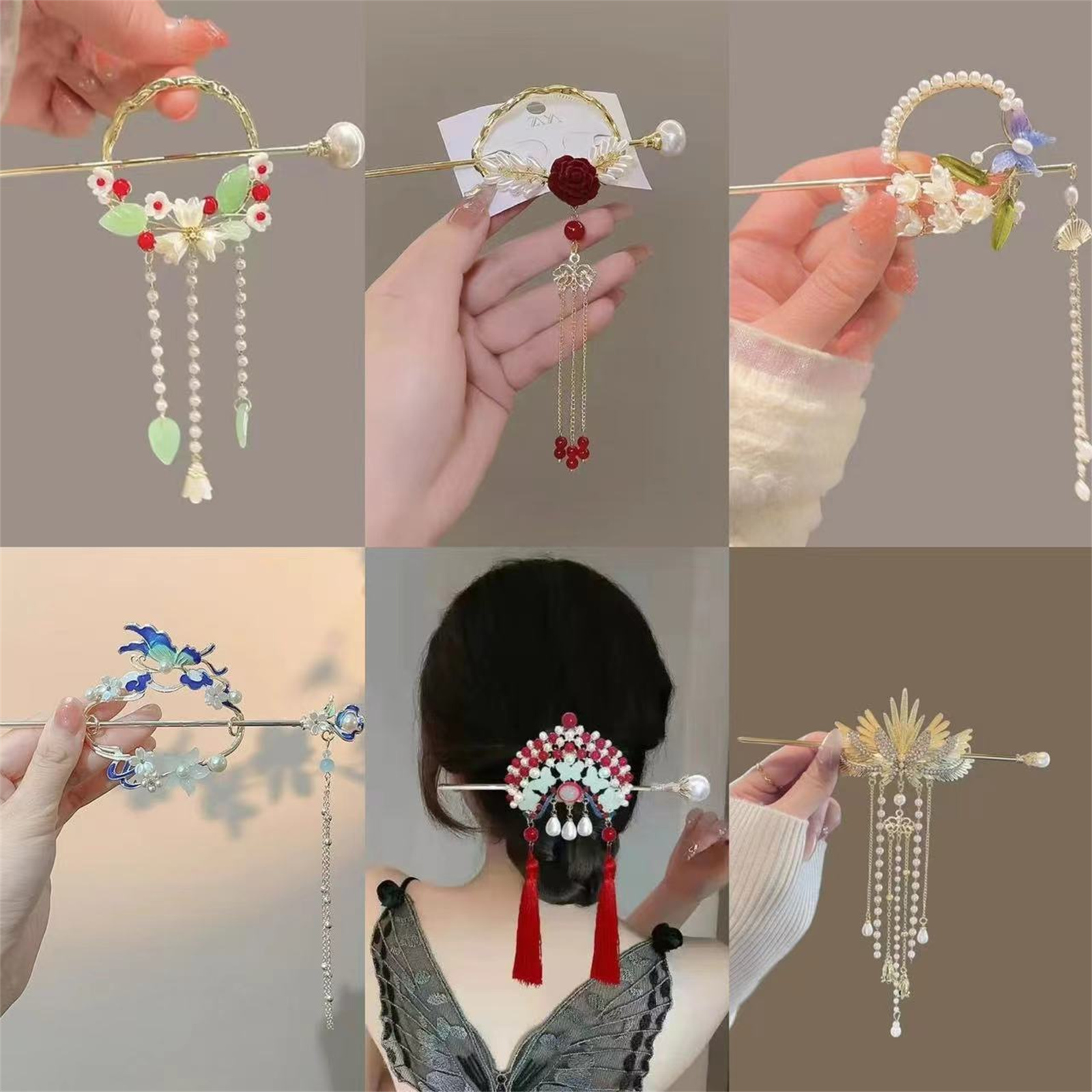 여성을위한 민족 스타일 머리핀 절묘한 반짝이 꽃 술 머 - Women Fashion Hair Style 리뷰 및 가격