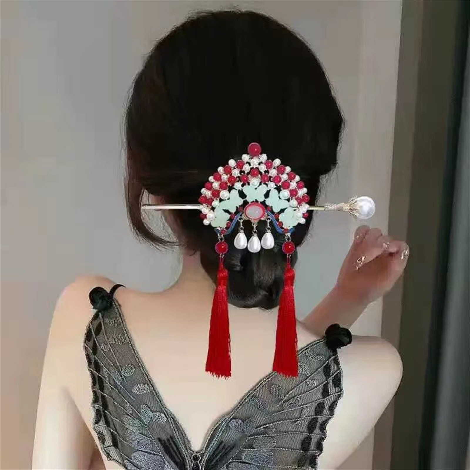 여성을위한 민족 스타일 머리핀 절묘한 반짝이 꽃 술 머 - Women Fashion Hair Style 리뷰 및 가격