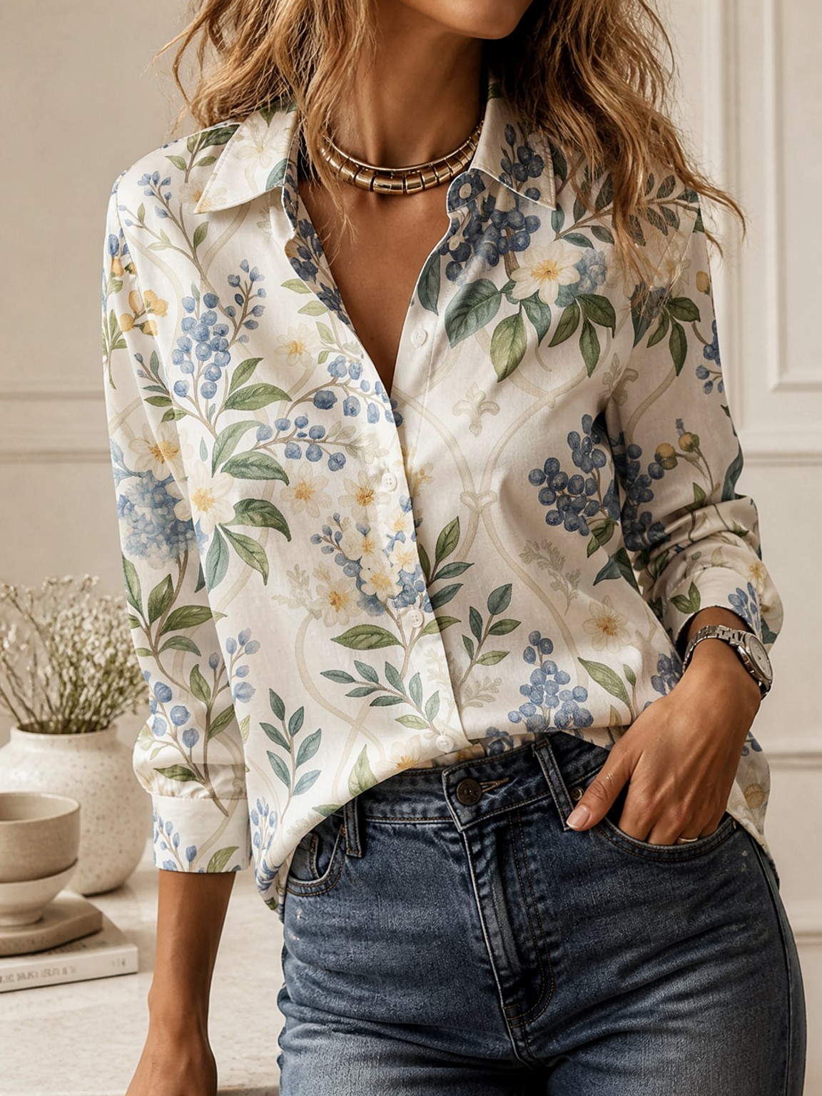 캐주얼 올매치 칼라 블라우스, 여성 긴팔 루즈핏 우아한 - Women'S Fashion Jersey 리뷰 및 가격