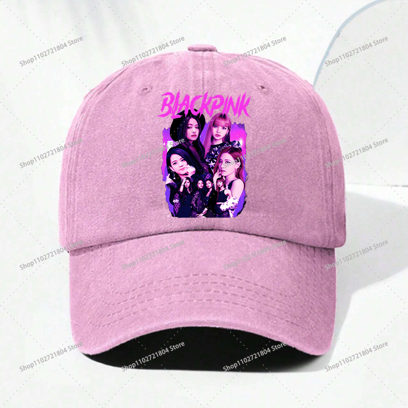 블랙핑크 힙합 야구 모자 남녀공용 K팝 BP 만화 프린 - Women Fashion Hats 리뷰 및 가격