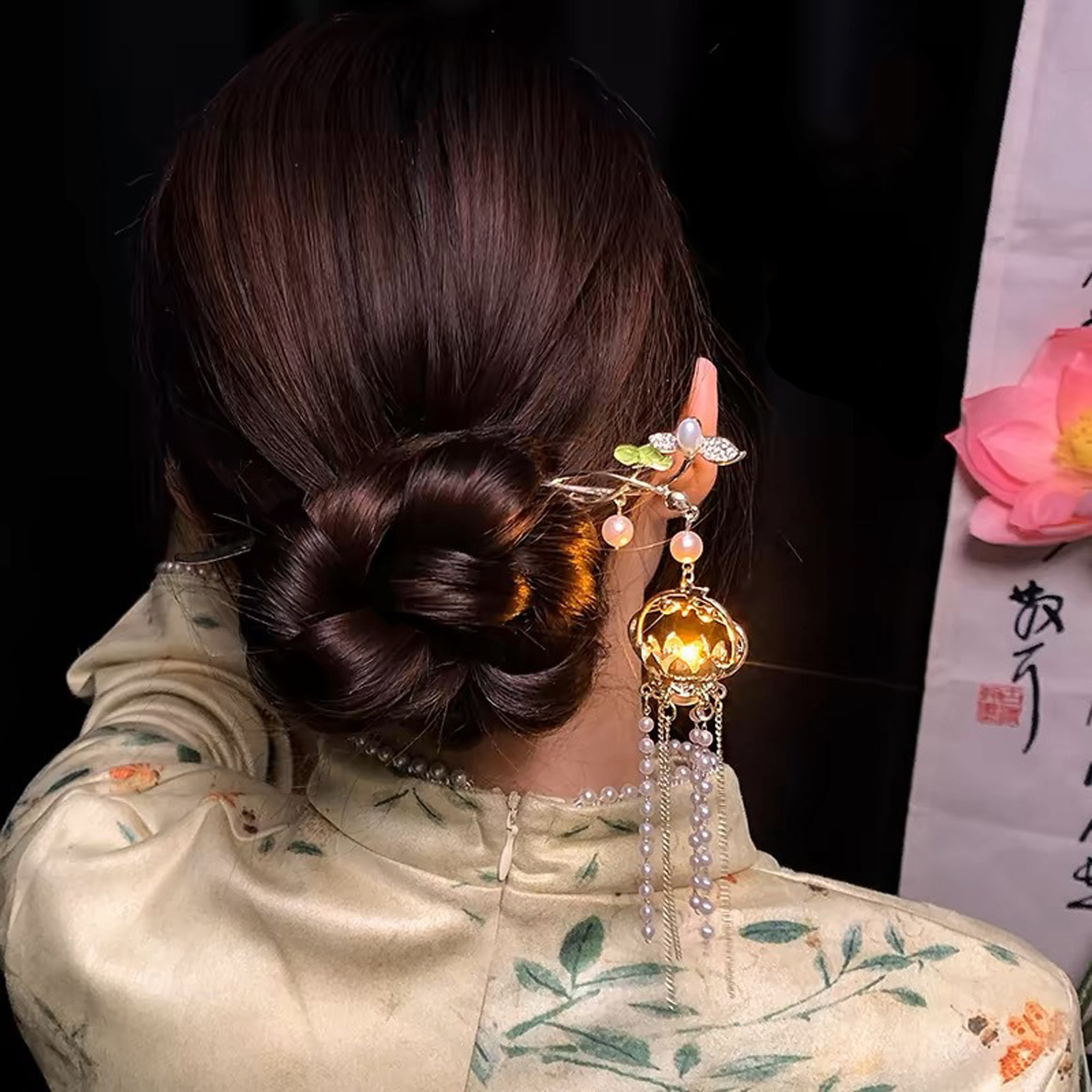 여성을위한 빛나는 꽃 머리핀 크리 에이 티브 로터스 방 - Women Fashion Hair Style 리뷰 및 가격