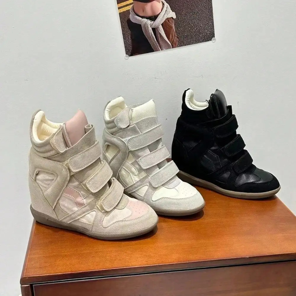 여성용 하이탑 웨지 스니커즈, 히든 웨지 플랫폼 슈즈, - Women'S Fashion Velcro Sneakers 리뷰 및 가격