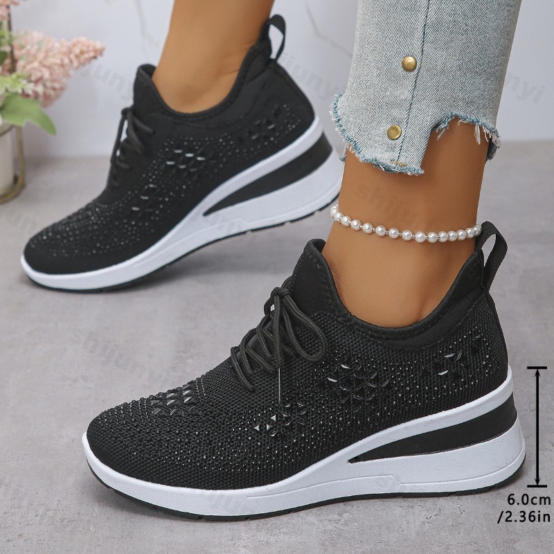 여성 스니커즈 2026 메쉬 통기성 반짝이 큐빅 웨지  - Women'S Fashion Tennis Shoes 리뷰 및 가격
