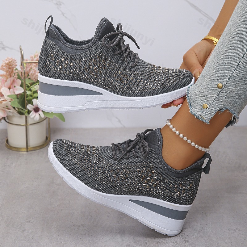 여성 스니커즈 2026 메쉬 통기성 반짝이 큐빅 웨지  - Women'S Fashion Tennis Shoes 리뷰 및 가격