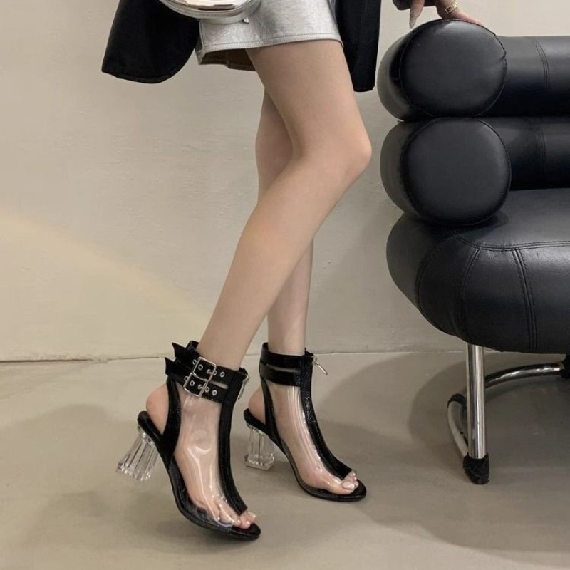 크리스탈 힐 지퍼 샌들 여름 신상 라운드 토 오픈토 컬 - Fashion Women Belt 리뷰 및 가격