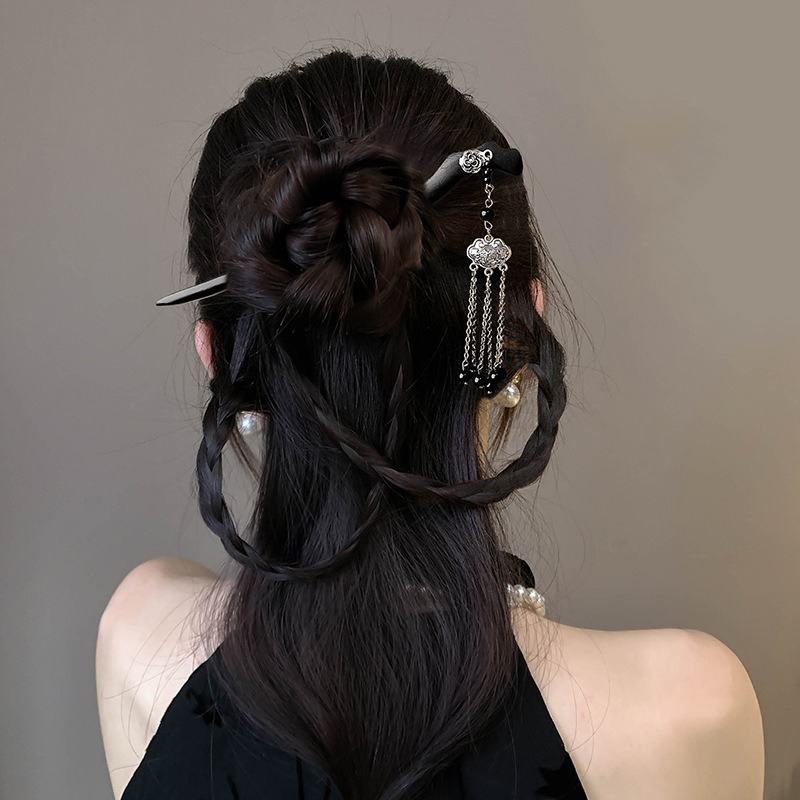 1pc 중국 고대 스타일 잉크 그림 나무 머리핀 하이  - Women Fashion Hair Style 리뷰 및 가격
