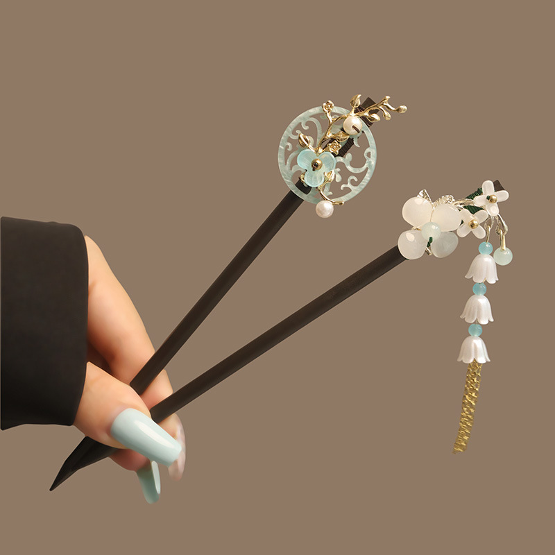 꽃 Tassel 진주 머리 스틱 나무 머리 포크 머리핀 - Women Fashion Hair Style 리뷰 및 가격