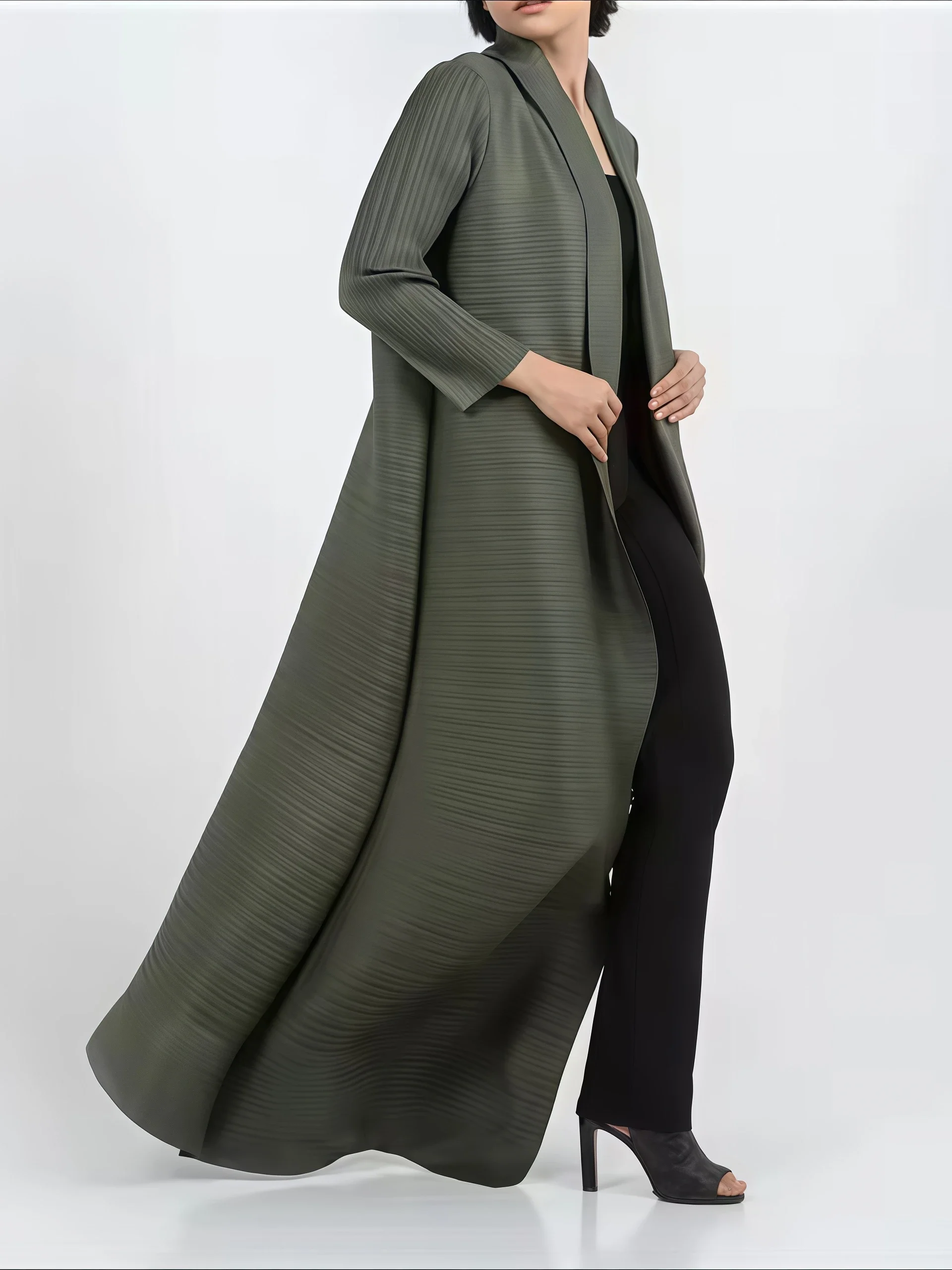 YUDX Miyake 여성용 플리츠 프린트 접이식 칼라 - Longline Cardigan Knit 리뷰 및 가격